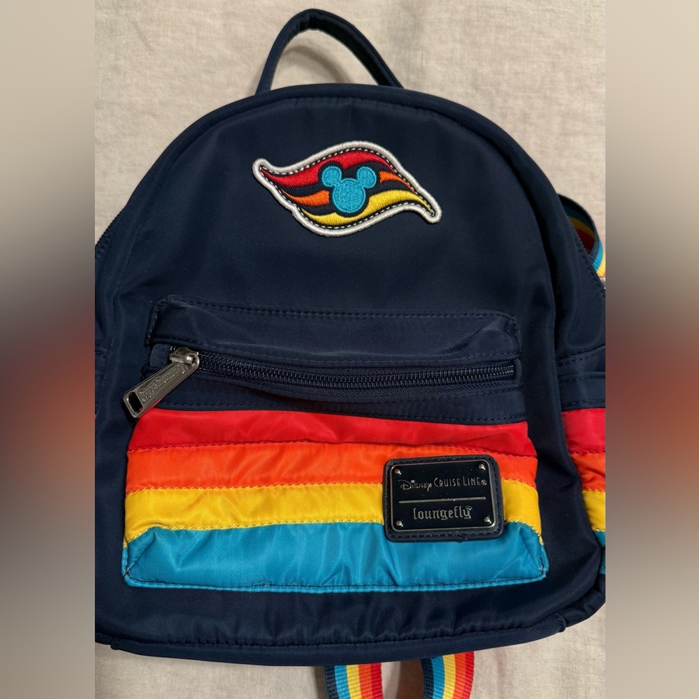 Disney Cruise Line Loungefly Mini Backpack with Rainbow Stripes